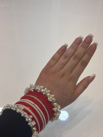 Velvet, Red & White Bangles