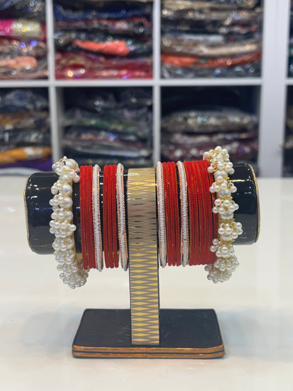 Velvet, Red & White Bangles