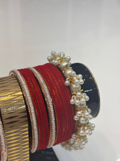 Velvet, Red & White Bangles