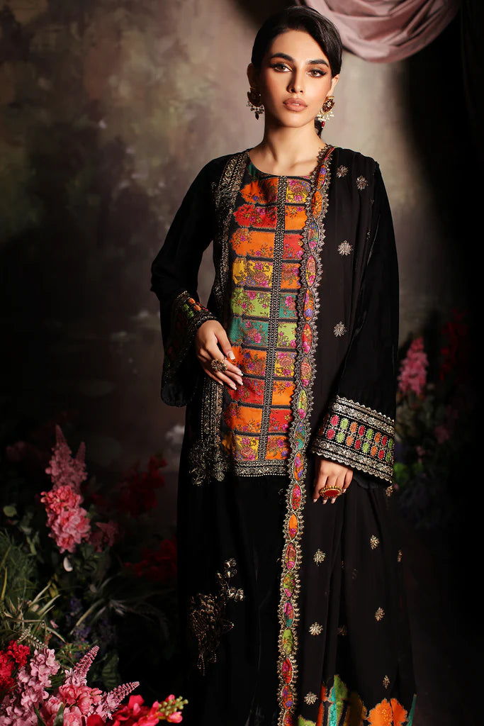 3 Pc stitched Embroidered Velvet With Embroidered Chiffon Dupatta CVT3-04