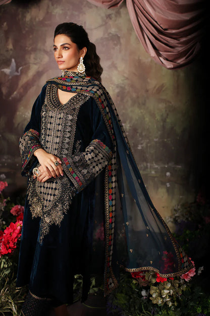 3 Pc stitched Embroidered Velvet With Embroidered Chiffon Dupatta CVT3-05